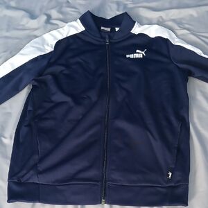 Puma Dark Blue and White Zip-Up Jacket